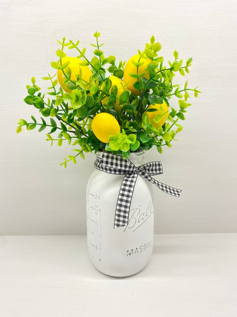 Lemon Centerpiece Lemon Kitchen Decor Buffalo Plaid Decor Etsy