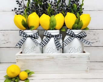 Lemon Decor, Lemon Kitchen Decor, Lemon Wedding Centerpiece, Spring Decor, Lemon Farmhouse, Lemon Blueberry Decor