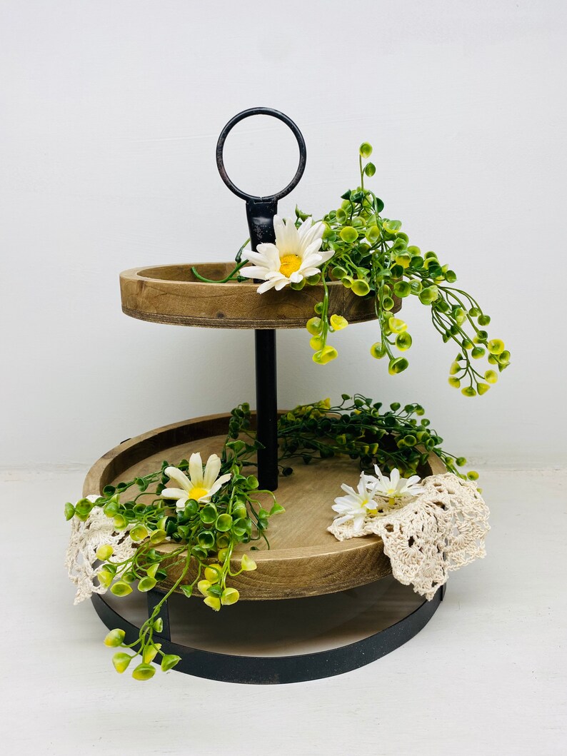 Tiered Tray Greenery Farmhouse Tray Decor Greenery Filler Etsy