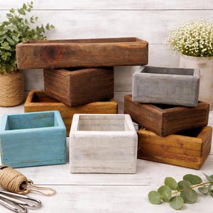Wooden Planter Boxes | Farmhouse Rustic Wood Box | Wedding Centerpiece Planter | Indoor Outdoor Planter