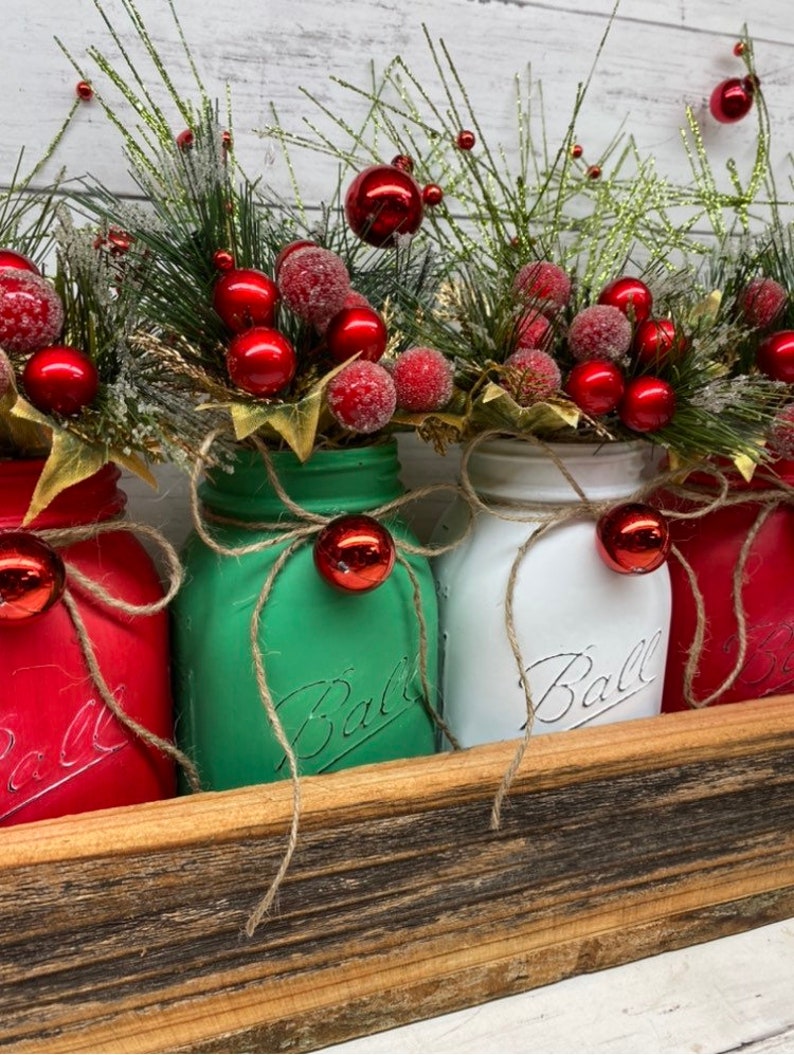 Farmhouse Christmas Centerpiece Christmas Mason Jar Etsy