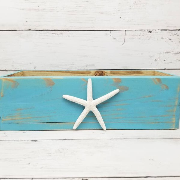 Planter Box, Beach Wedding Centerpiece, Beach Decor, Rustic Beach Decor, Beach Bathroom Organizer, Coastal Home Decor