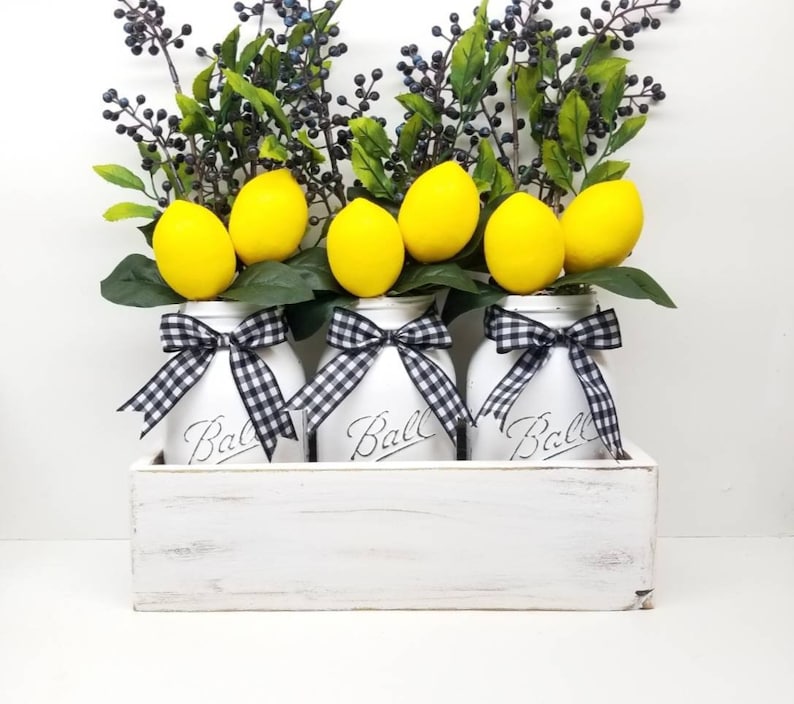 Lemon Centerpiece Lemon Wedding Lemon Kitchen Decor Lemon Etsy