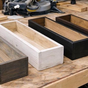 Rustic Wooden Planter Box Set | Farmhouse Window Box | Handmade Wood Planters | Indoor Outdoor Herb Box | Custom Color Planter