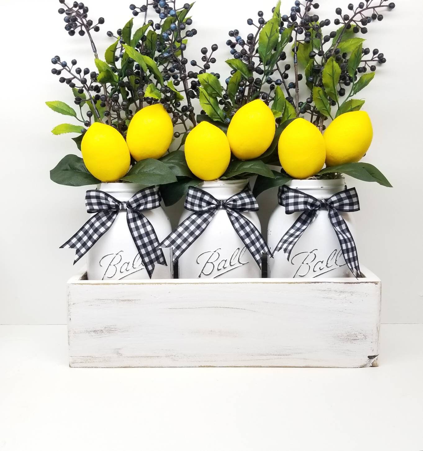 Farmhouse Centerpiece Lemon Mason Jar Lemons and Etsy
