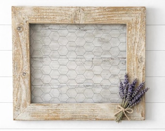 Rustic Chicken Wire Wood Frame | Rustic Barnwood Photo Display | 12x12 Farmhouse Wall Decor | Picture Clip Frame | Frame Only
