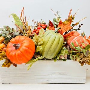 Fall Centerpiece, Fall Decor, Thanksgiving Decor, Rustic Fall Table Decor, Pumpkin Floral Arrangement