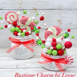 Christmas Tiered Tray Decor, Peppermint Decor, Candy Cane Christmas Decor, Christmas Centerpiece