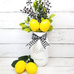 Lemon Centerpiece, Lemon Mason Jar Decor, Lemon Decor, Lemon Arrangement, Spring Decor, Lemon Wedding Decor