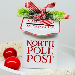 Mini Santa Mail Box, Letters To Santa, Christmas Tiered Tray Decor