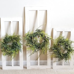 Antique Window Frame, Farmhouse Wreath, Greenery Wreath, Farmhouse Window, Farmhouse Wall Decor, Rustic Wall Decor, Farmhouse Decor