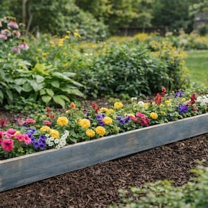 Long Wooden Planter Box | Outdoor Garden Planter | Rustic Farmhouse Planter | Raised Flower Box | Modern Wood Planter
