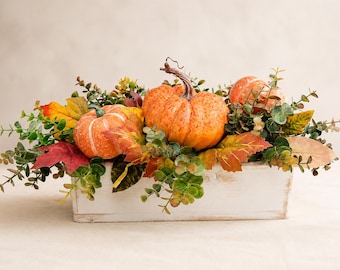 Fall Table Centerpiece, Pumpkin Centerpiece, Thanksgiving Table Decor, Rustic Autumn Floral Arrangement, Farmhouse Fall Decor