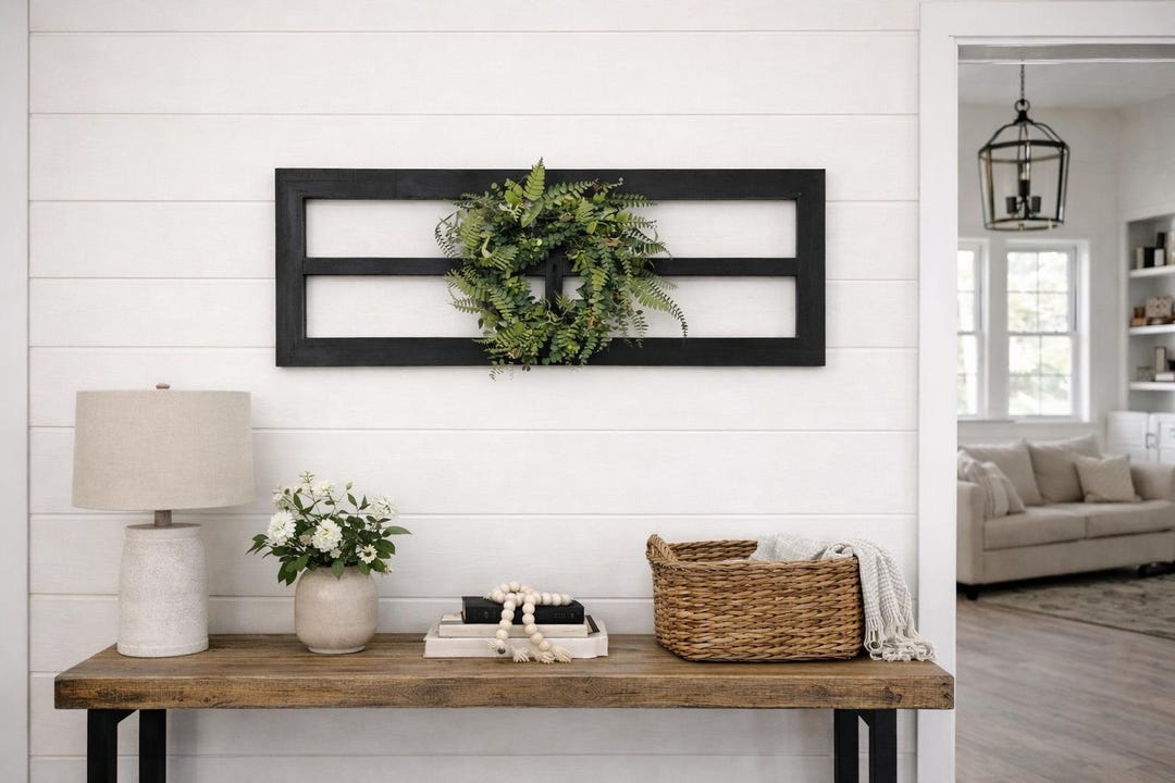 Farmhouse Window Wall Decor | Rustic Window With Greenery | Entryway ...