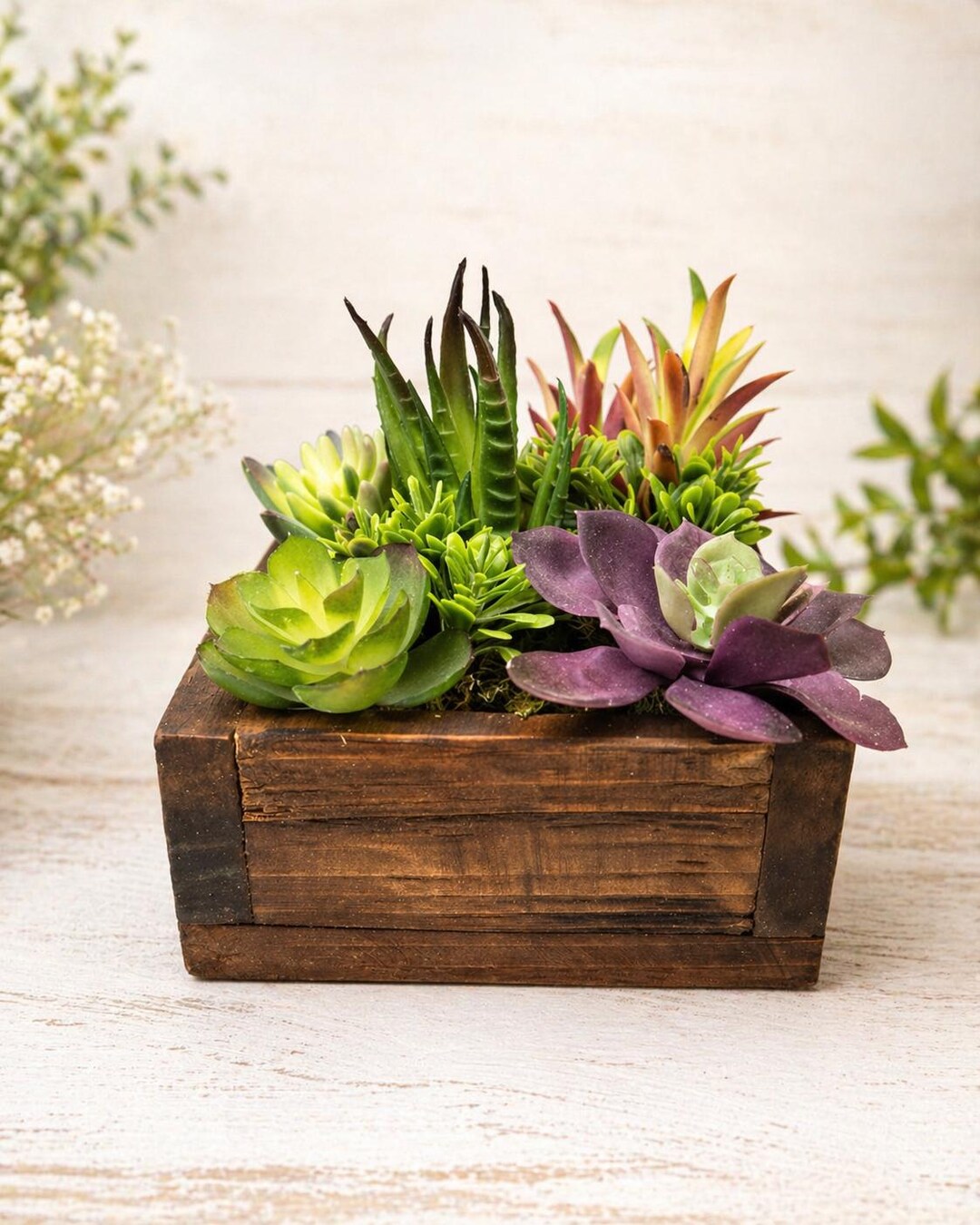 Rustic Wooden Planter Box Centerpiece | Farmhouse Table Decor ...