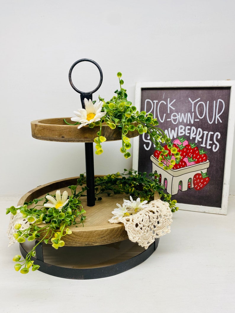 Tiered Tray Greenery Farmhouse Tray Decor Greenery Filler Etsy