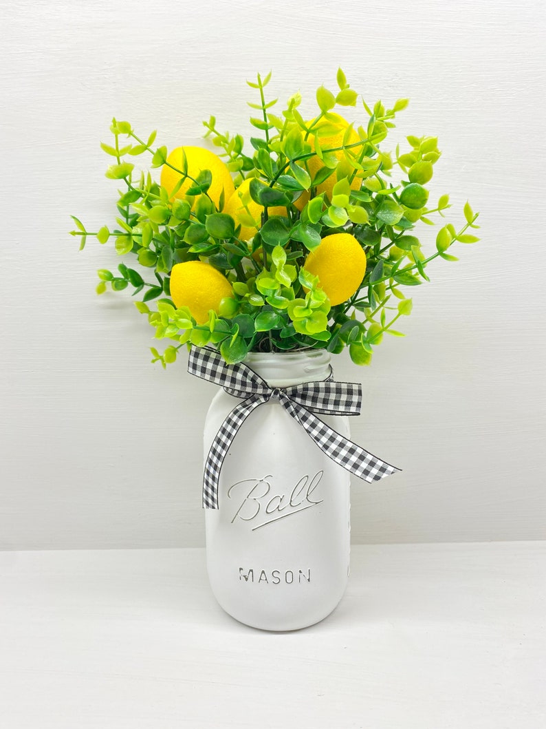 Lemon Centerpiece Lemon Kitchen Decor Buffalo Plaid Decor Etsy