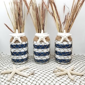 Rustic Nautical Mason Jar Decor: Beach Wedding Centerpiece