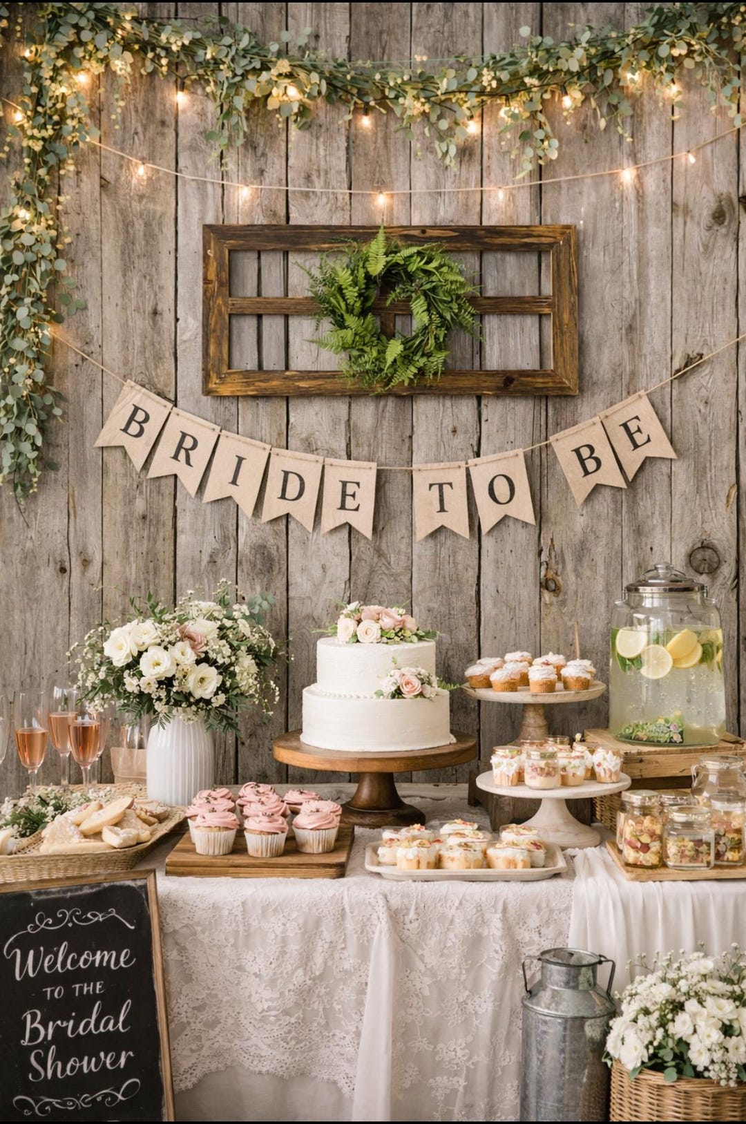 Rustic Bridal Shower Decor | Farmhouse Wedding Backdrop | Wooden Frame ...