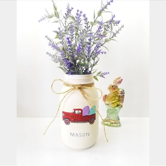 Easter Decoration Red Truck Decor Unique Easter Decor Mason Etsy
