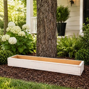 Long Wood Planter Box, Rustic Window Box, Succulent  Herb Garden, Outdoor Planter