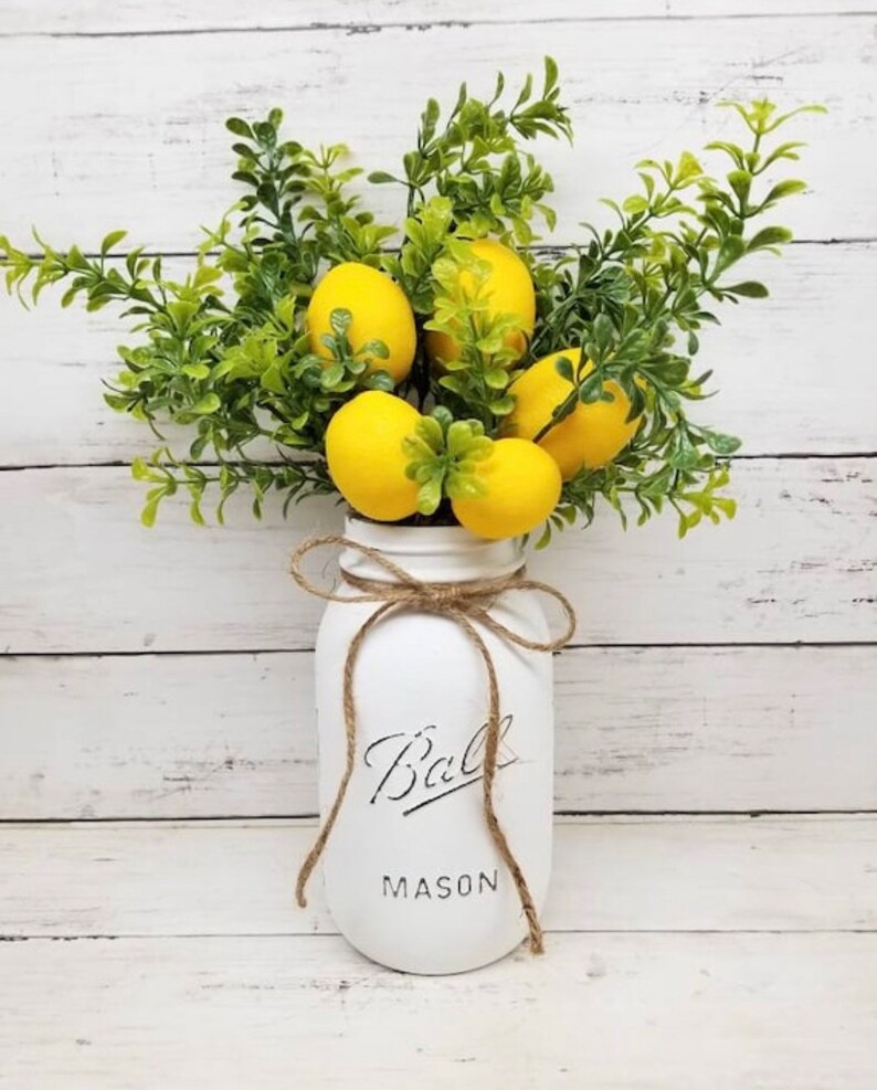 Farmhouse Centerpiece Lemon Decor Lemon Wedding Decor Etsy