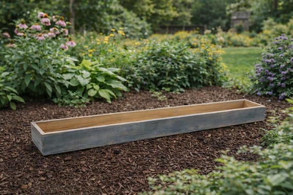 Long Wooden Planter Box | Outdoor Garden Planter | Rustic Farmhouse Planter | Raised Flower Box | Modern Wood Planter