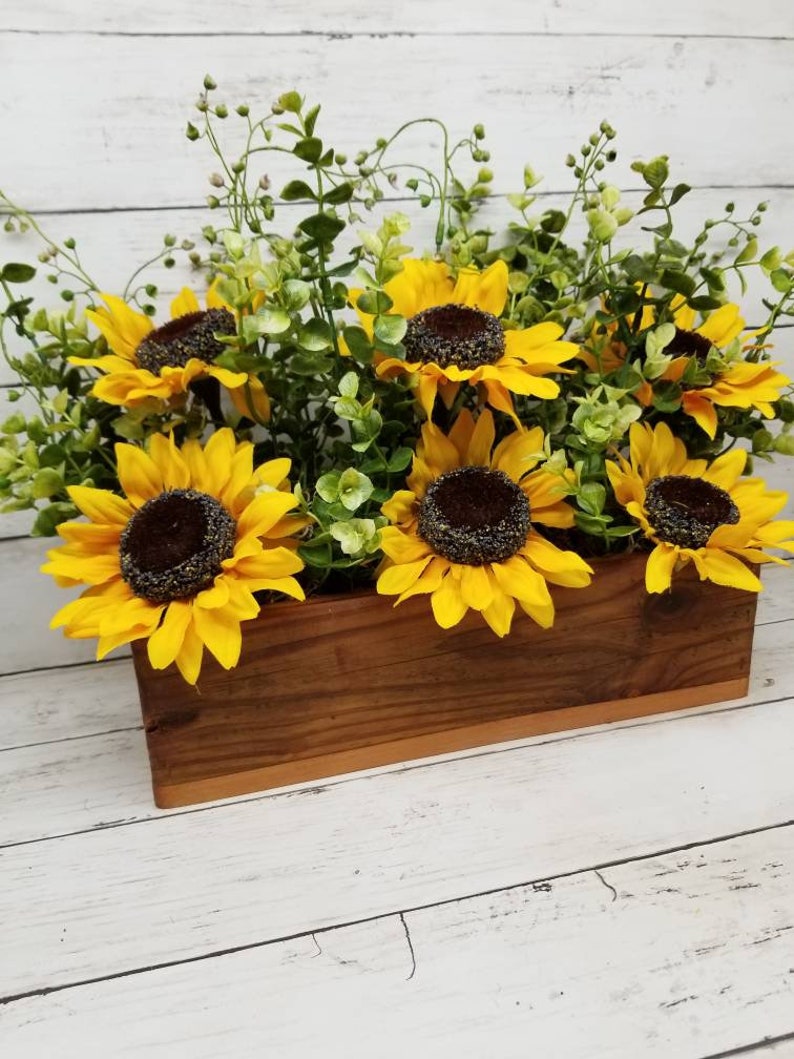 Sunflower Centerpiece, Sunflower Decor, Rustic Centerpiece, Sunflower Kitchen Decor, Sunflower Home Decor, Sunflower Home Decor image 1