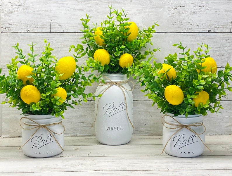 Farmhouse Centerpiece Lemon Decor Lemon Wedding Decor Etsy
