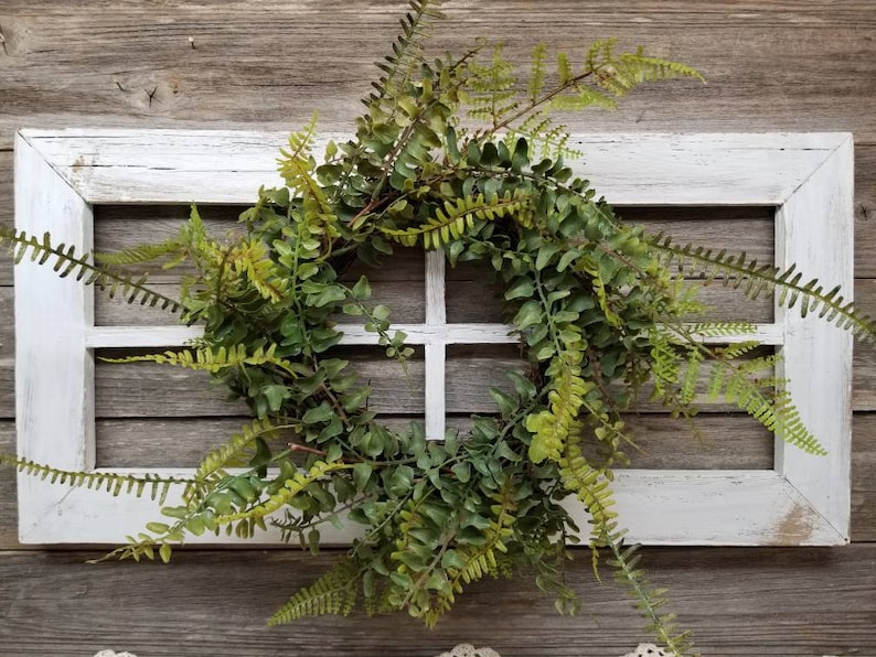 Antique Window Frame, Farmhouse Wreath, Rustic Window Frame, Farmhouse Wall Decor, Rustic Wall Decor, Farmhouse Decor 