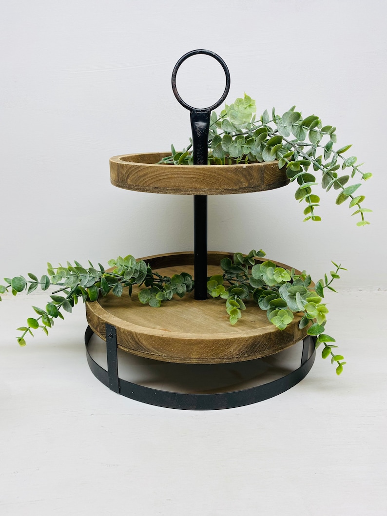 Tiered Tray Greenery Garland Farmhouse Tiered Tray Etsy
