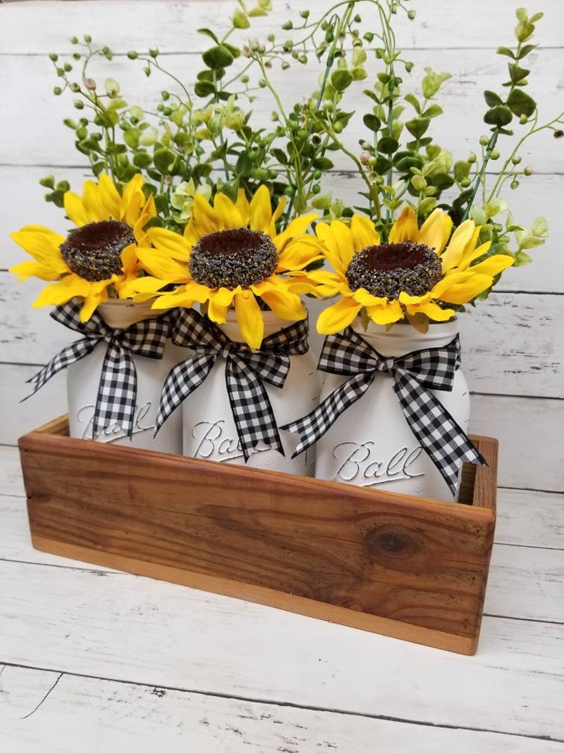 Sunflower Mason Jar Sunflower Decor Sunflower Weddings Etsy