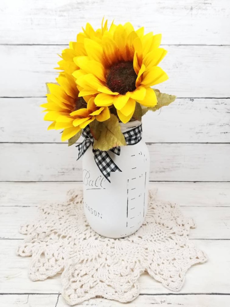 Sunflower Mason Jar Sunflower Wedding Decor Sunflower Etsy