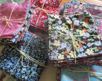 Set of 6 Napkins - Floral napkins -  100% Cotton  -  Table Linen -  Reusable Napkins  - Dinner Accessories  - set of 6 - zero waste