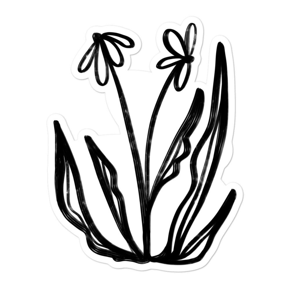 Cottagecore Flowers Line Art Sticker Etsy