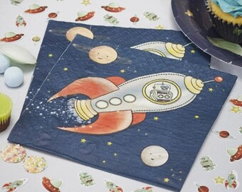 Amazing Space Adventure Design Napkins for the perfect kids party , Pack of 20 napkins,