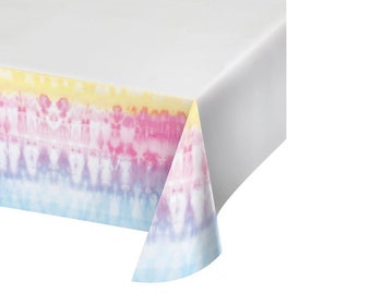 Pastel Tie Dye Table Cover, Tie Dye Birthday Party, Groovy Party Tablecloth,   Tie Dye Party