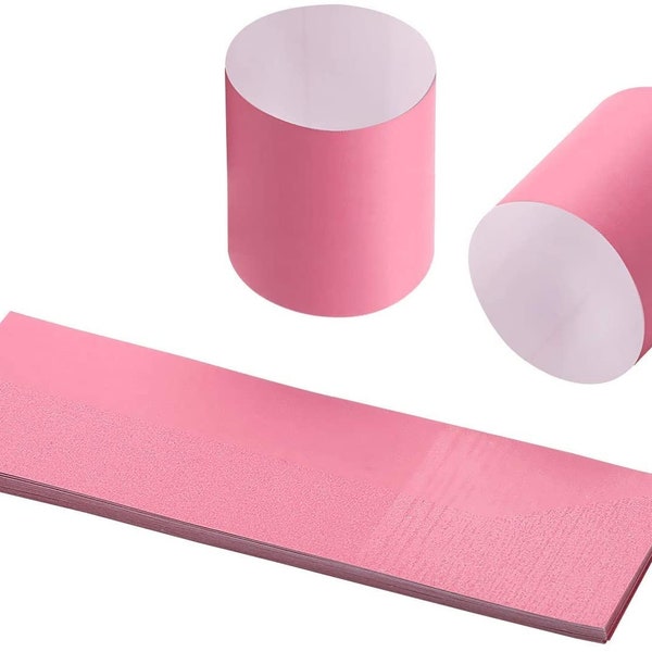 Pink  Self-Adhesive Paper Napkin Holders Rings Wedding Birthday Lots of  50 100 150 200 Stylishly Wrap