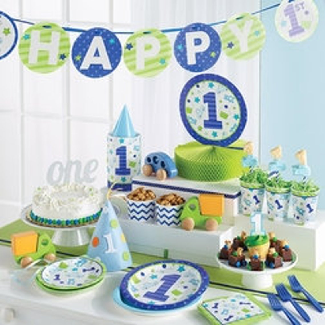 Doodle 1st Birthday Boy Dessert Plates Set of 8 Etsy