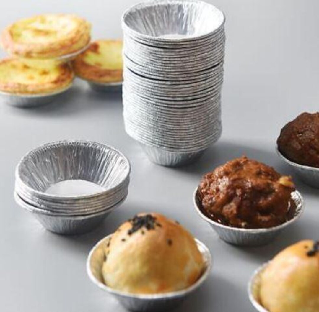 100pcs Disposable Aluminum Foil Tart Pan Mini Pot Pie Pan Tin Mold Bake