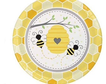 Bee Party Plates ,Honey Bee Party, Bee Baby Shower, Bumble Bee Birthday Party, Bee Party Supplies