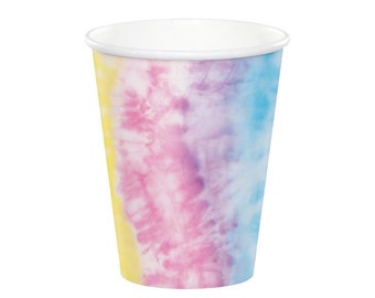 Pastel Tie Dye Cups, Tie Dye Birthday Party, Groovy Party Cups,  Small Tie Dye Paper Cups