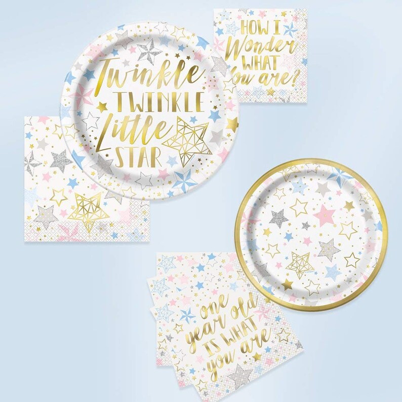 Paper Plates 9 Foil Twinkle Twinkle Little Star Party Etsy