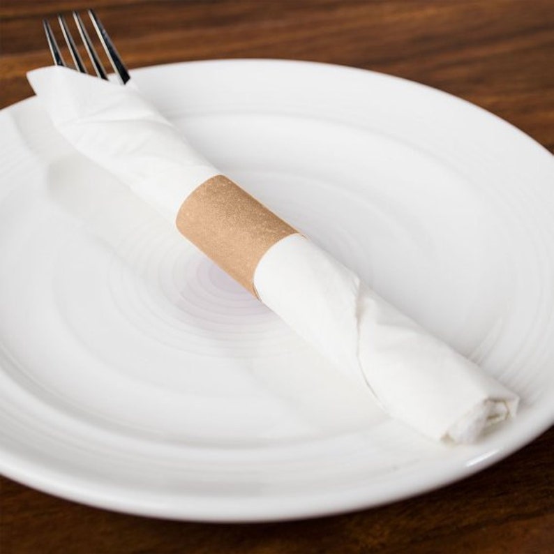 Kraft SOLID SelfAdhesive Paper Napkin Holders Rings Wedding Etsy