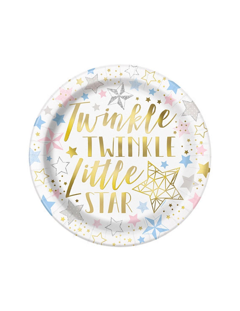 Paper Plates 9 Foil Twinkle Twinkle Little Star Party Etsy