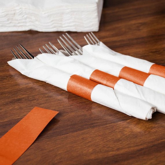 Cutlery Band Kraft Napkin Band 50-100 Self Adhesive Kraft Napkin Bands Napkin Bands Party Supply Self Adhesive Napkin Bands Tableware