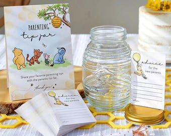 A Little Honey Is On the Way Parenting Tip Jar , 53 Pieces| Baby Shower Advice Cards,  Baby Shower Game , Gender Neutral Shower Decor