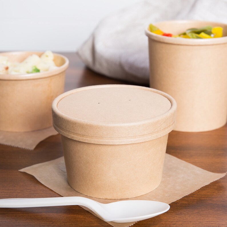 Hot Cold Cup kraft Paper Food Containers With Vented Lids Etsy