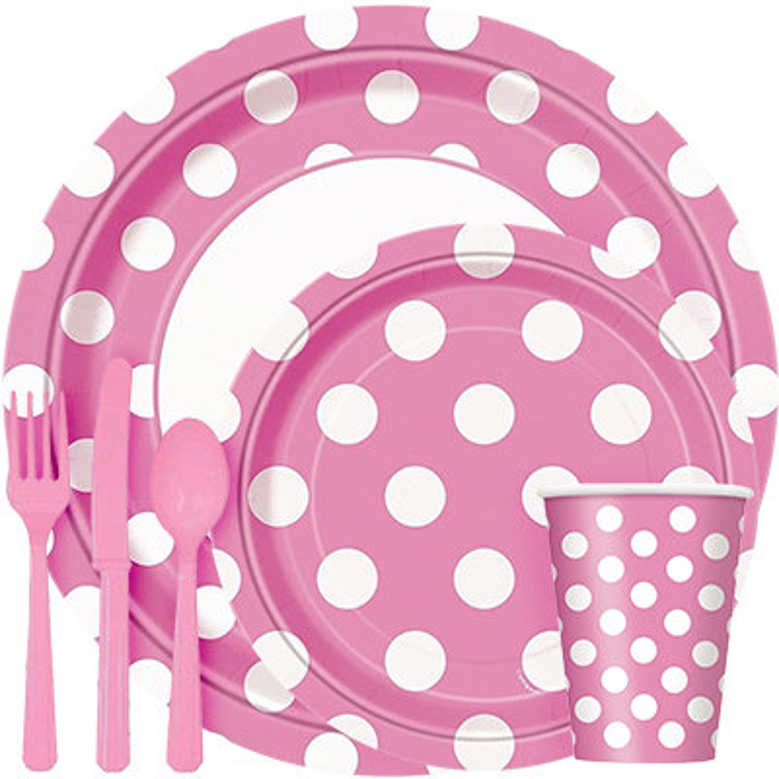 Pretty In Pink Party Set Pink paper Plates Cups Cutlery Etsy