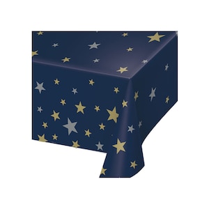 Navy and Gold Stars Plastic Tablecloths